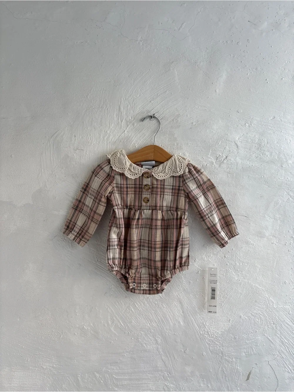 NWT 6-9 month baby girl plaid collared Nicole miller bodysuit